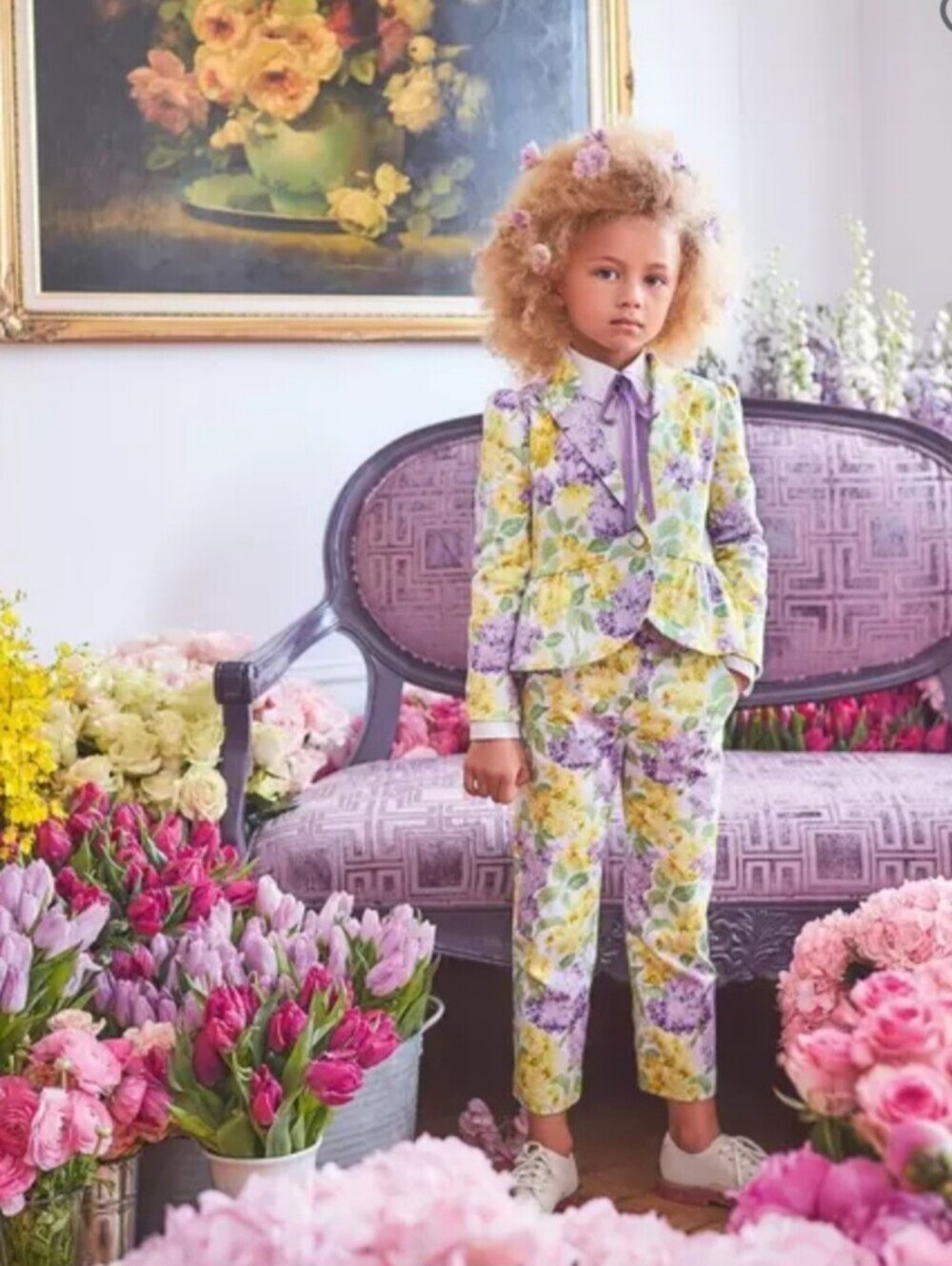 Janie and Jack Yellow, Lavender & Green Floral Jacket Set